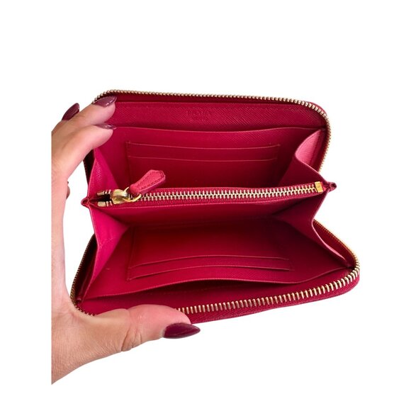 PRADA Peonia Saffiano Logo Long Zip Clutch Wallet - Picture 7 of 9